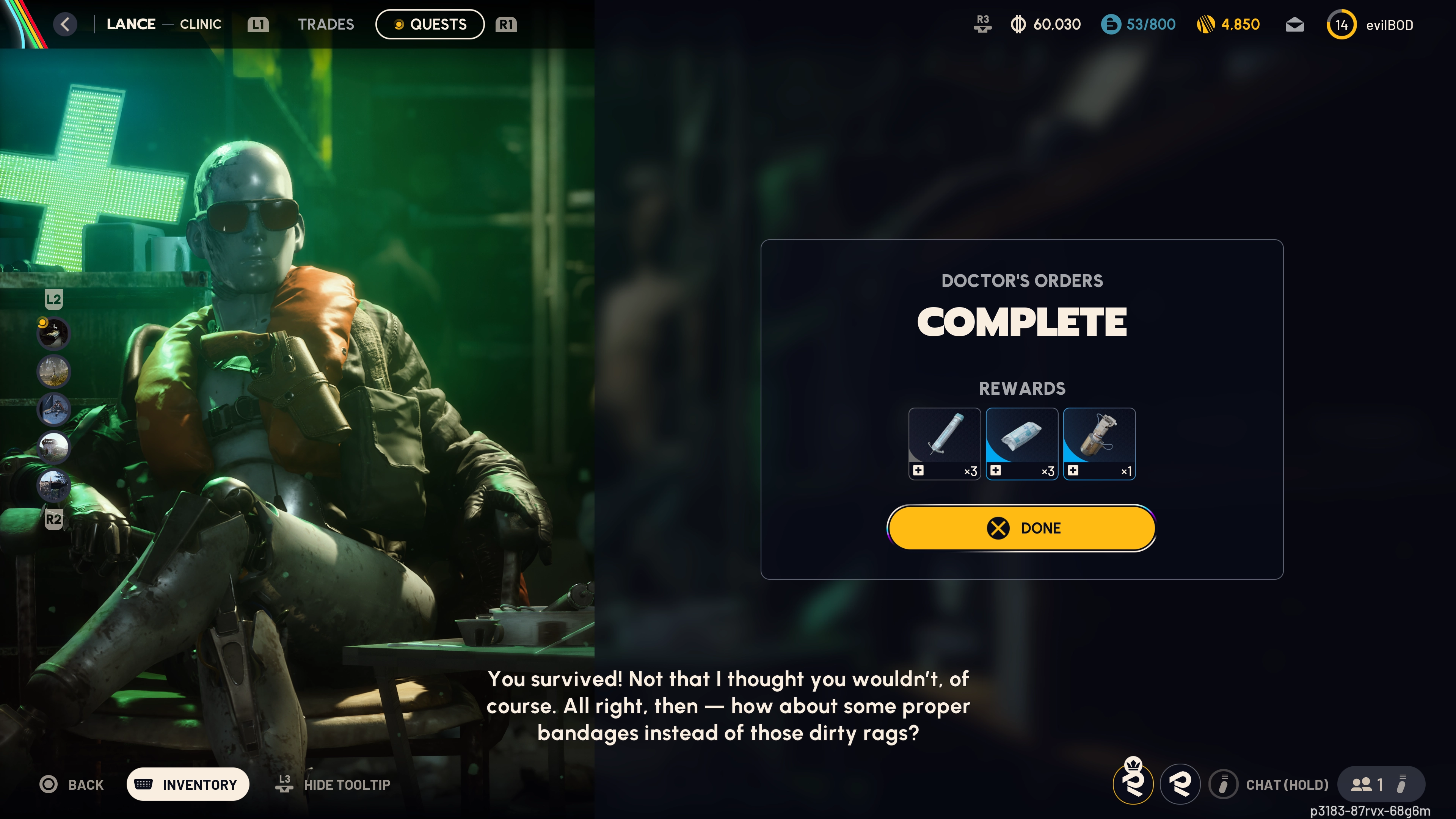 Doctor's Orders quest rewards