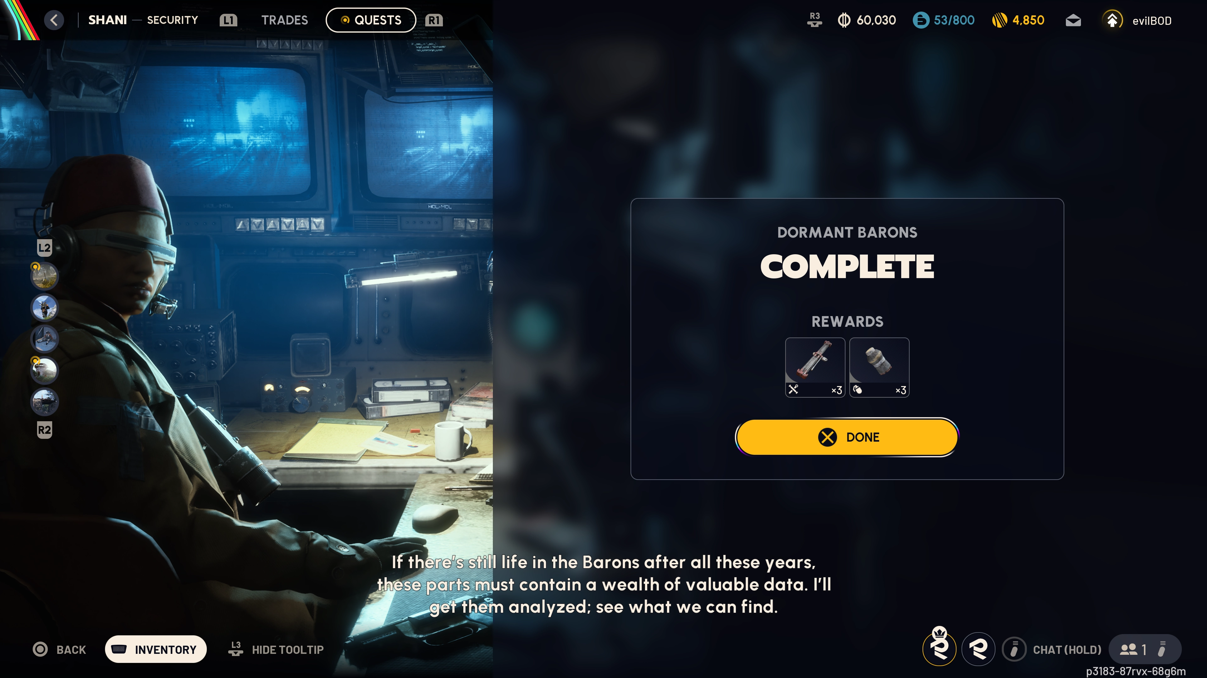 Dormant Barons quest rewards