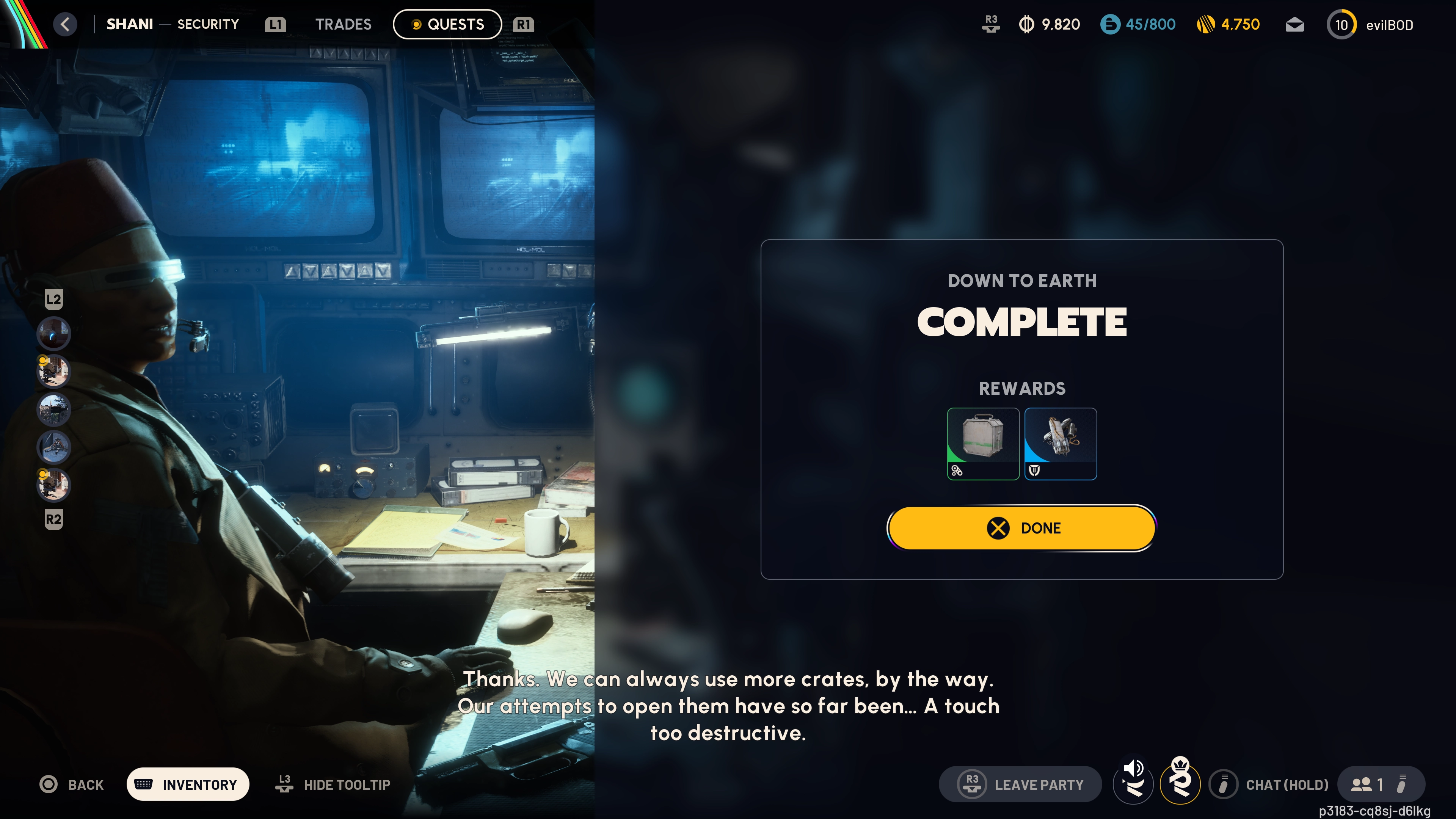 Down To Earth quest rewards