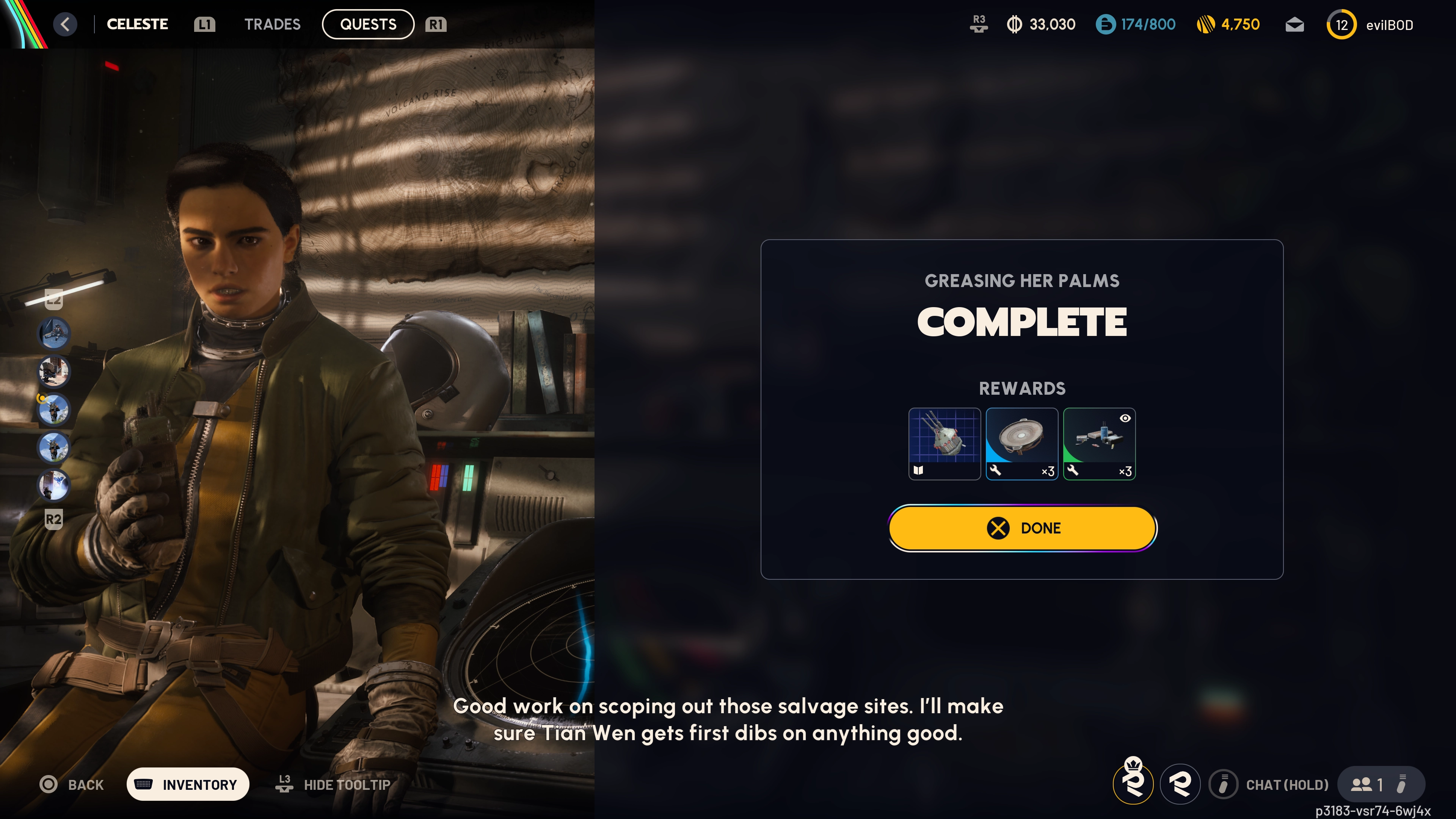 Greasing Her Palms quest rewards