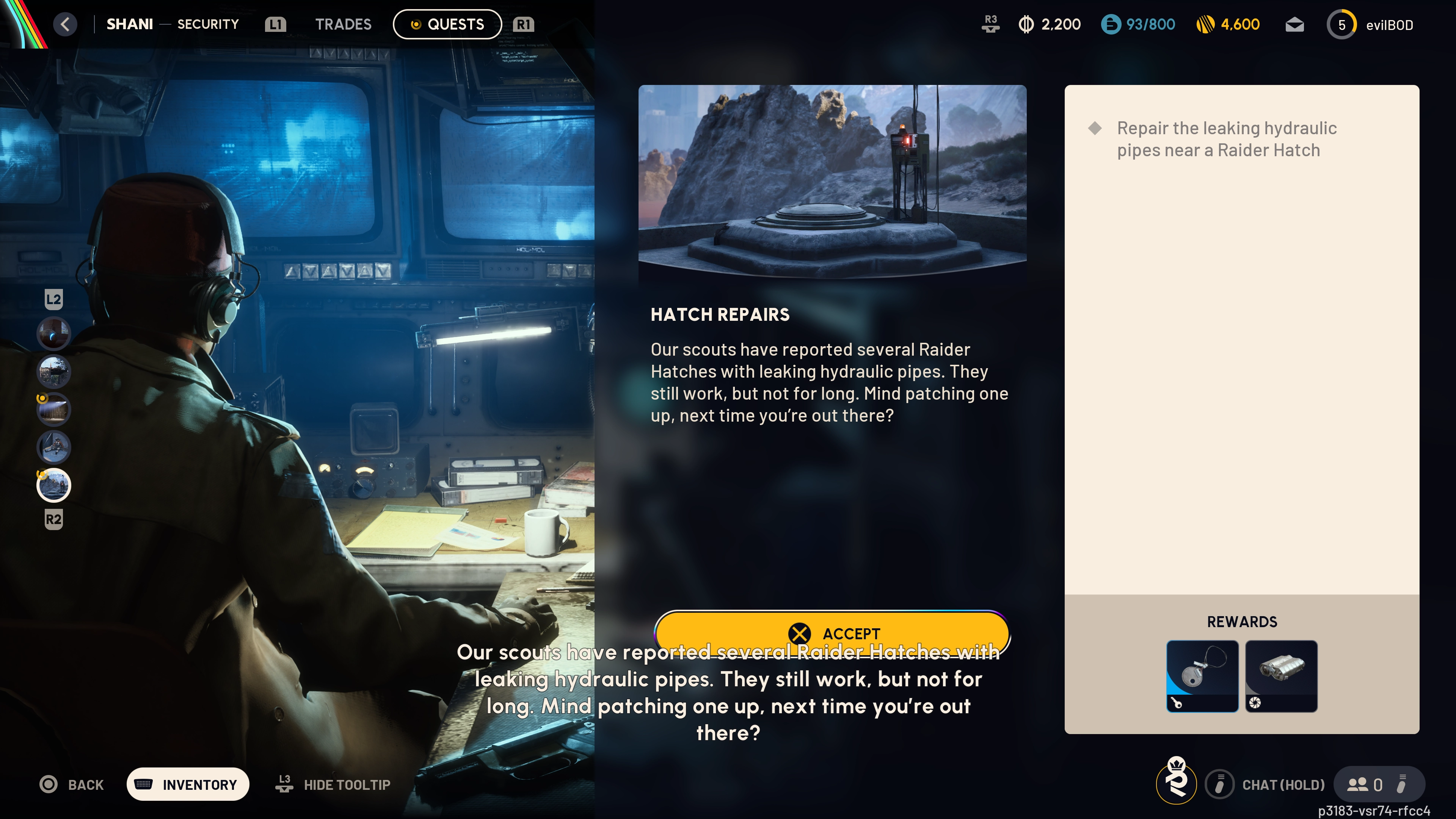 Hatch Repairs quest start