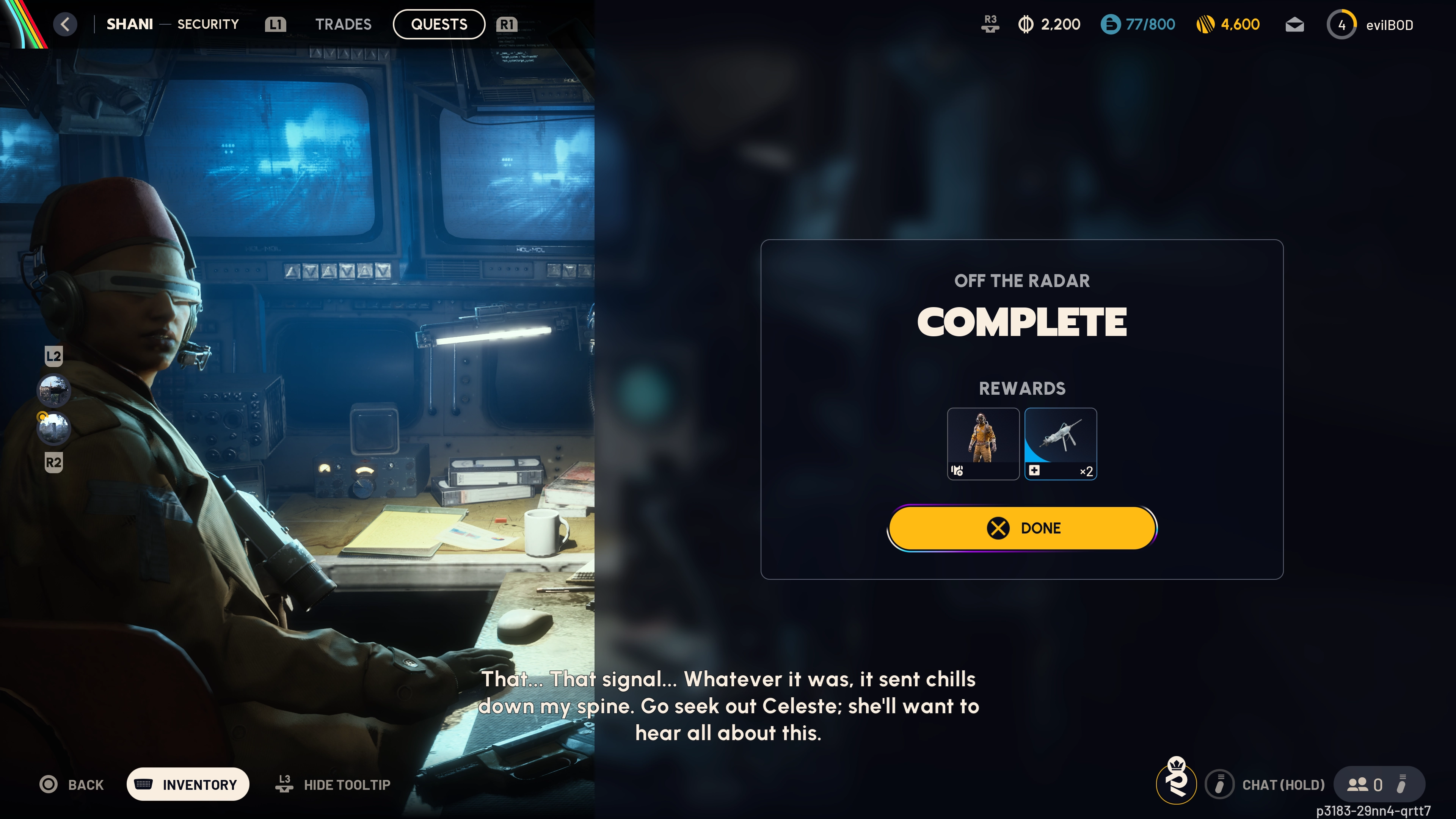 Off The Radar quest rewards