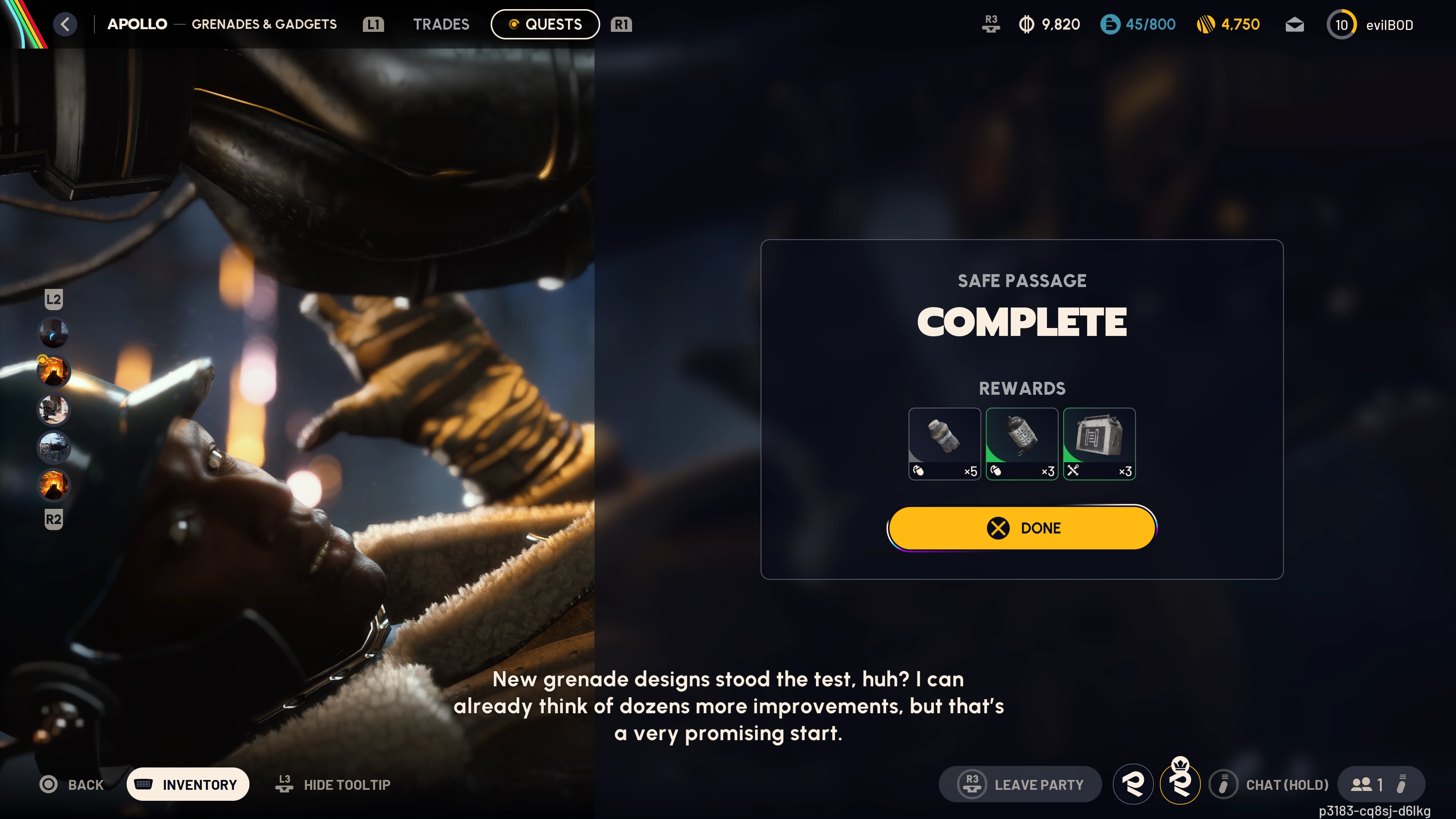 Safe Passage quest rewards