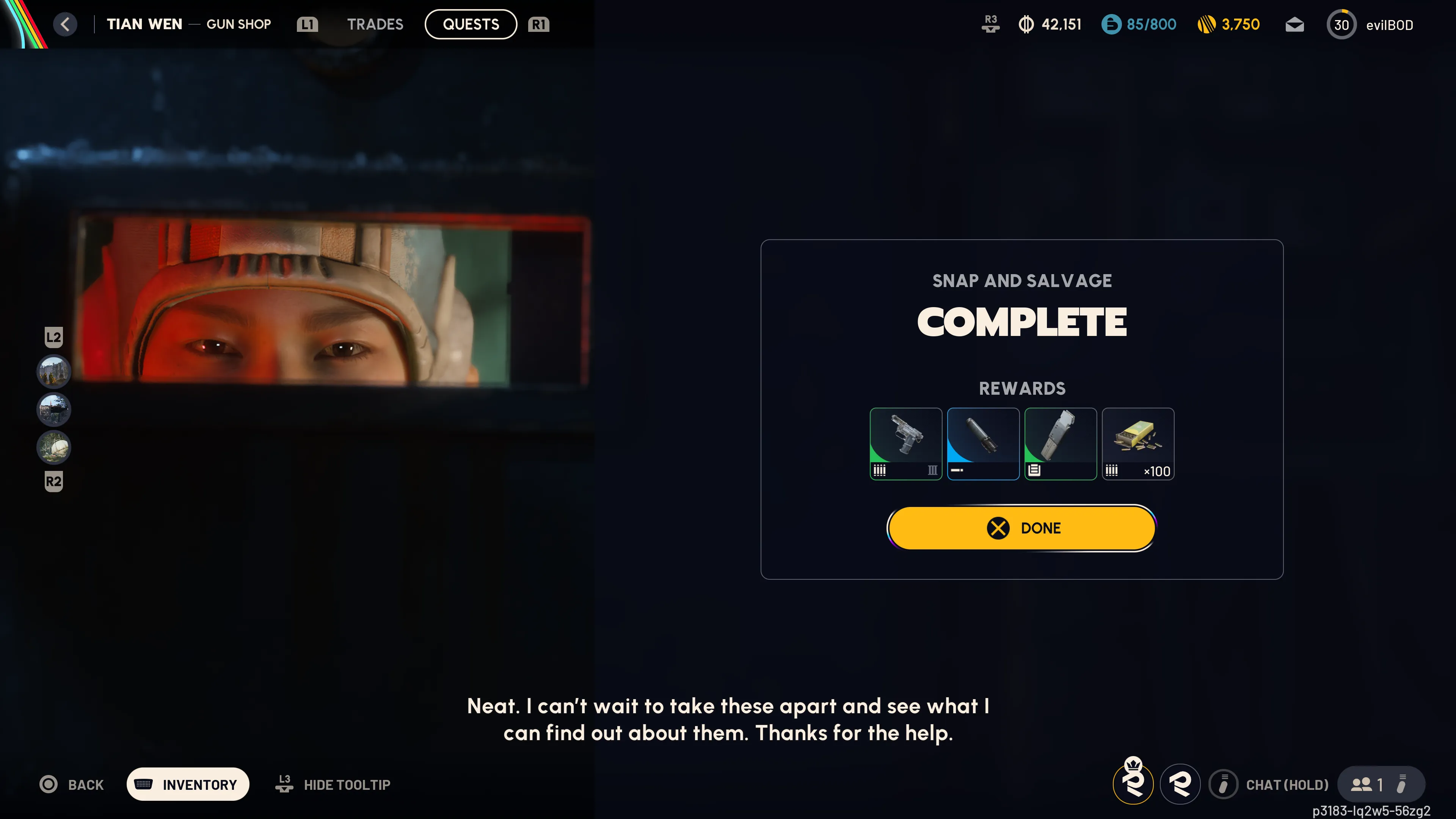 Snap and Salvage quest rewards