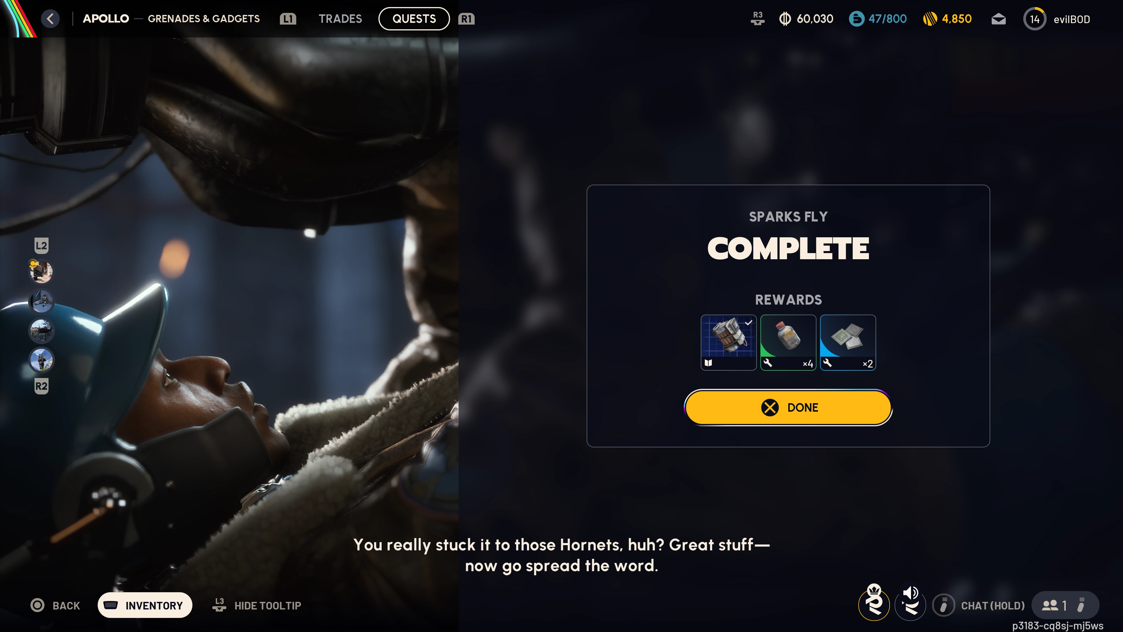 Sparks Fly quest rewards