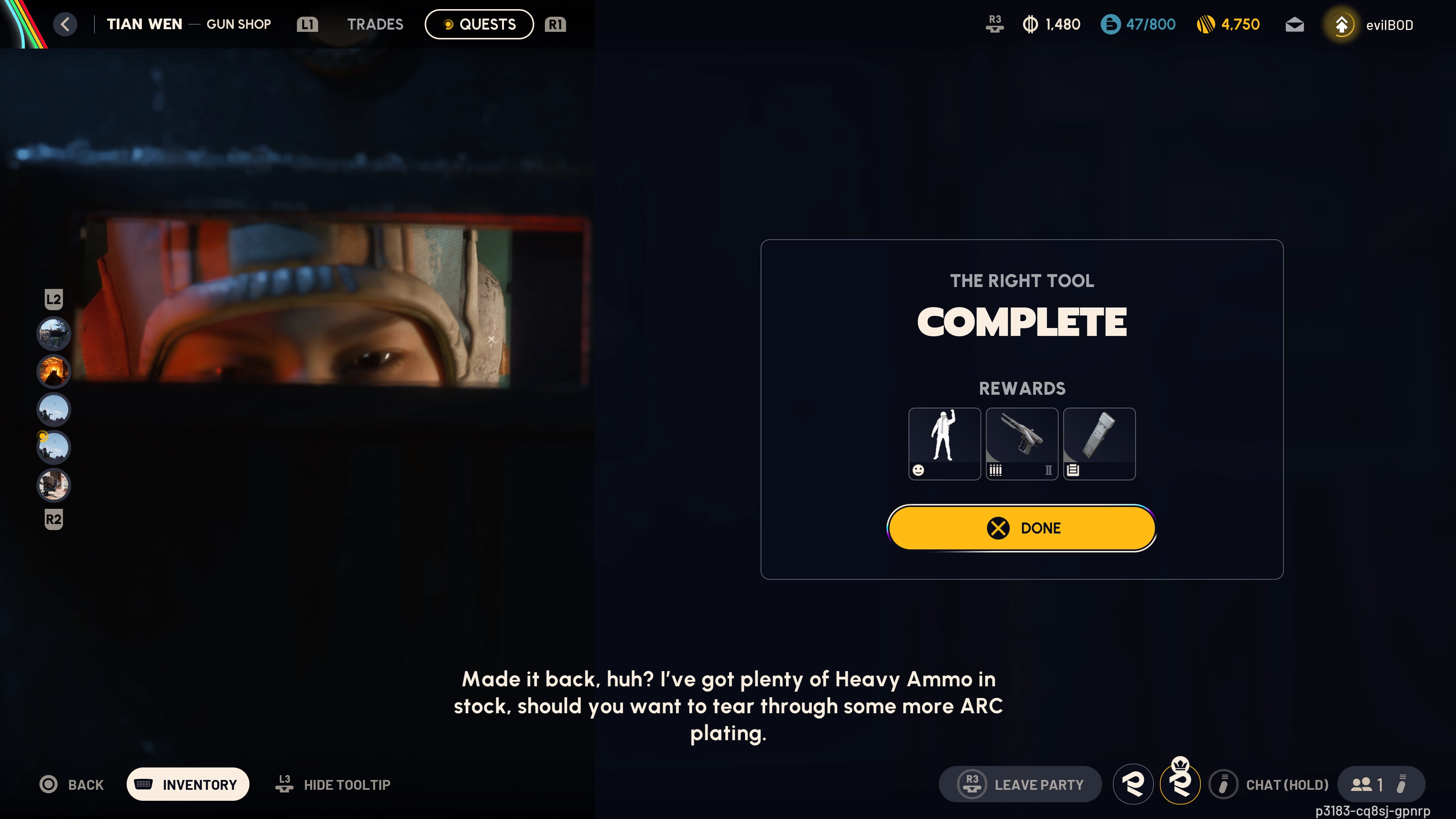 The Right Tool quest rewards