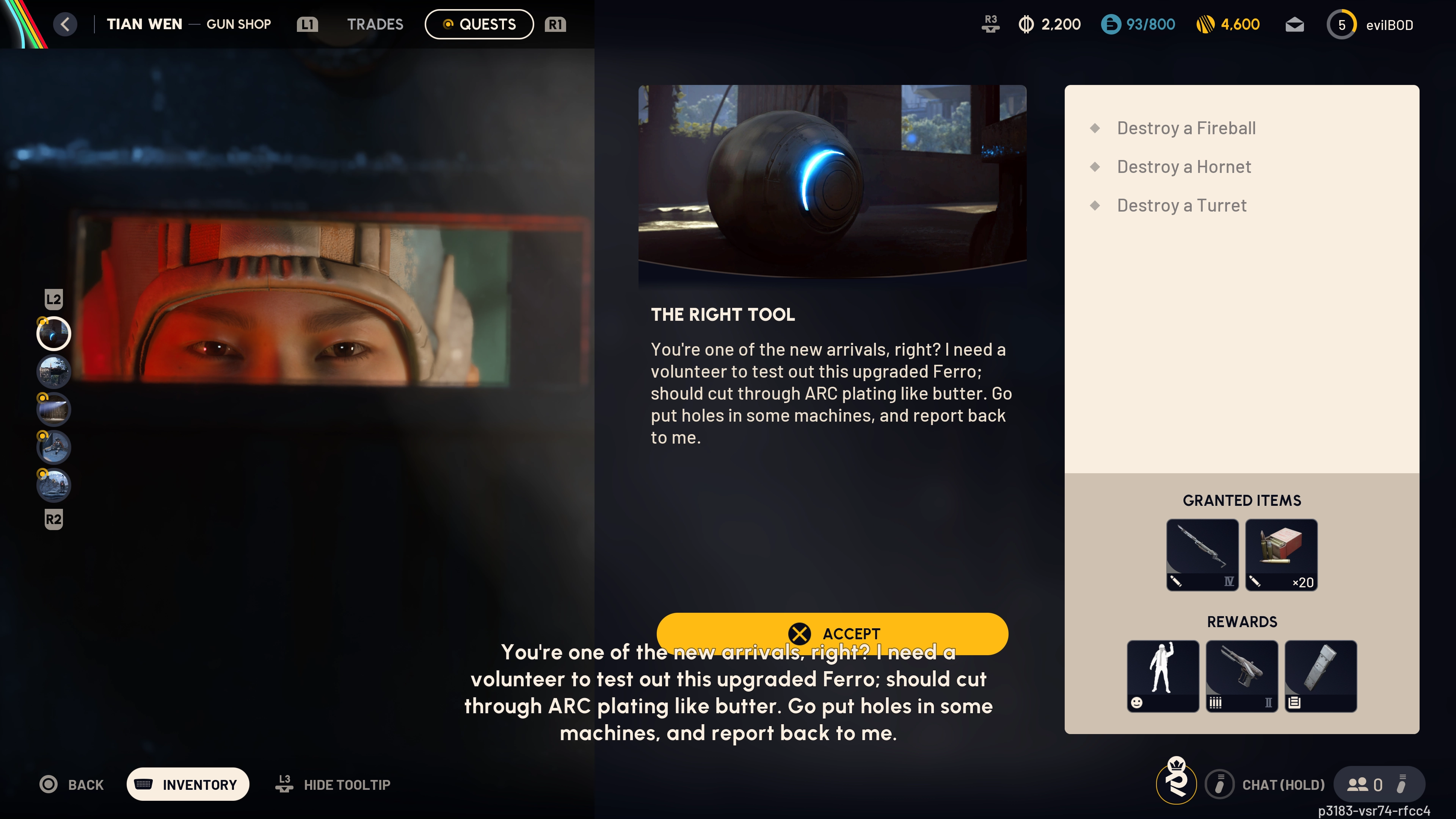 The Right Tool quest start