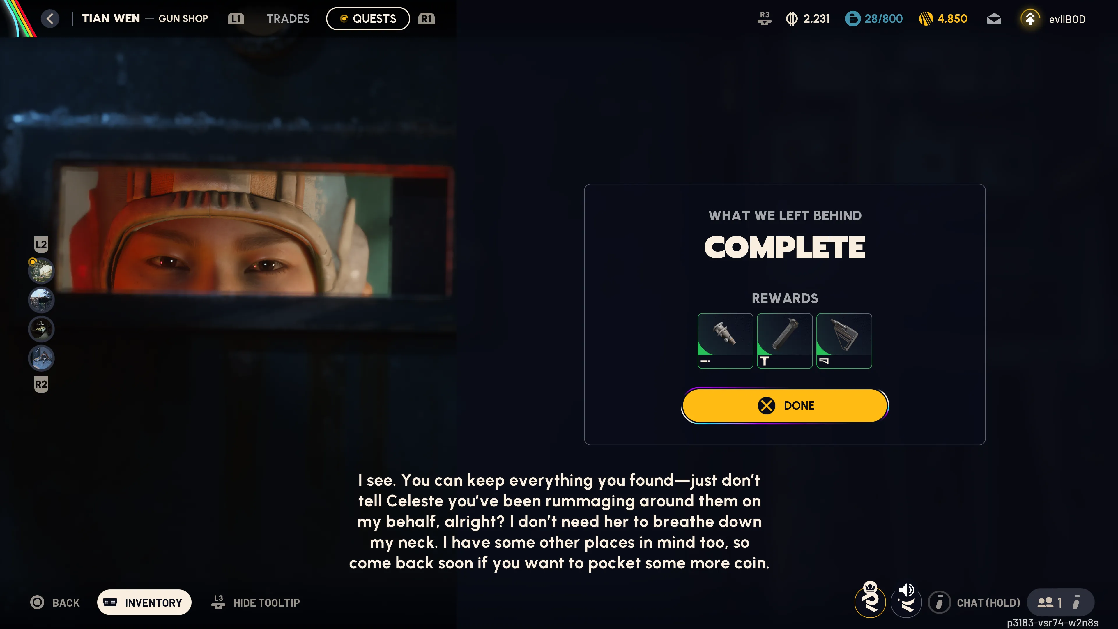 What We Left Behind quest rewards